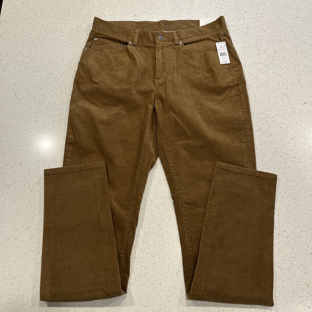New Brooks Brothers Corduroy Pants Mens 34/36 Brown Slim Fit Modern Preppy NWT